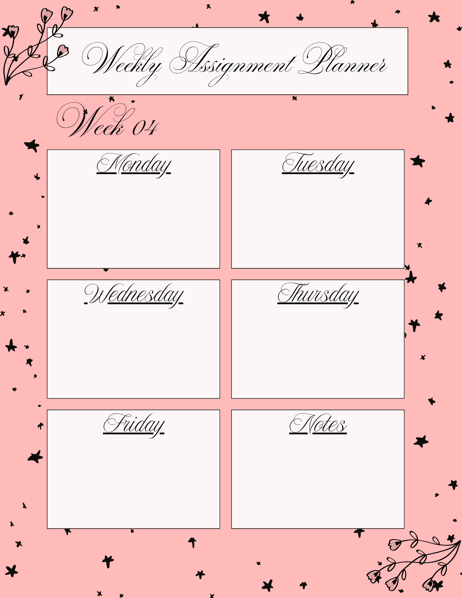 Weekly Pod Assignment Weekly Assignment Template » DigiShopWave